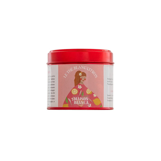 Boîte vrac 35g Thé blanc citron de Maison Bianca.