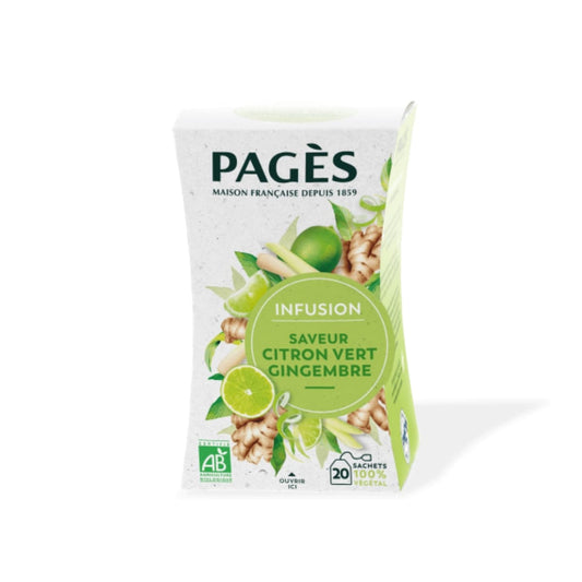 Boîte 20 infusettes Infusion Saveur Citron Vert Gingembre Bio de Pagès