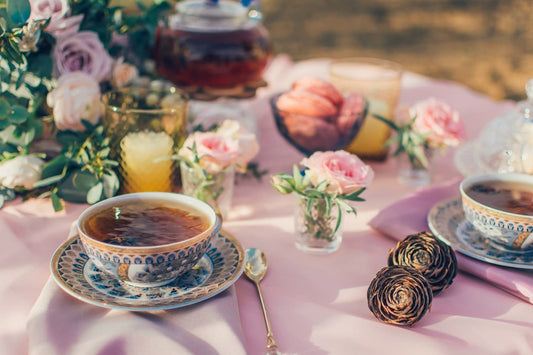 Tea time anglais avec des fleurs 