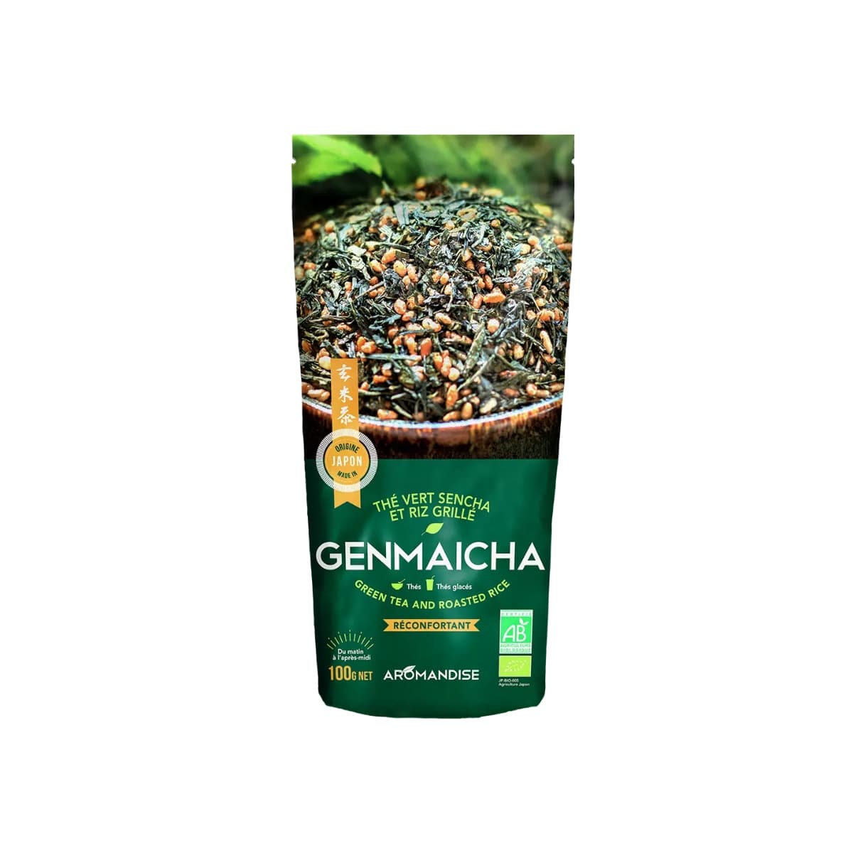 Vrac 100g Thé vert et riz Genmaicha d'Aromandise.