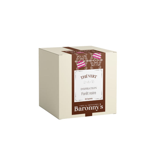 Boîte 20 infusettes Thé vert Forêt Noire de Baronny’s.