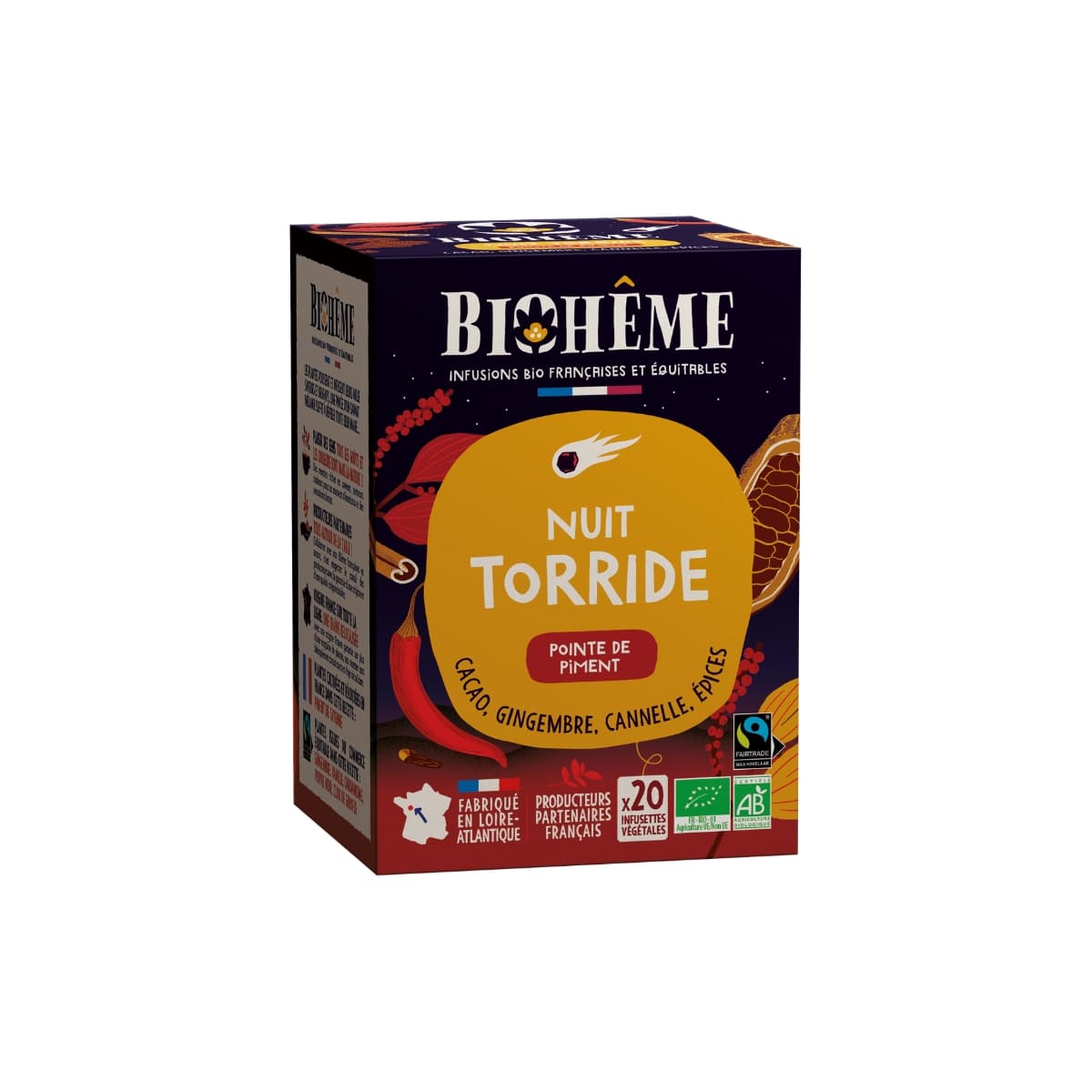 Boîte 20 sachets Nuit Torride Bio de Biohême.