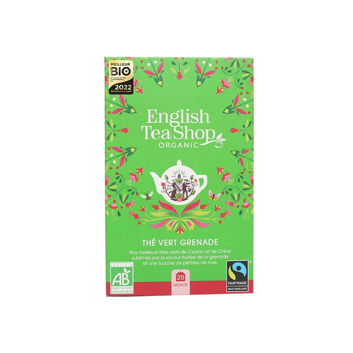 Boîte de 20 infusettes English Tea Shop thé vert grenade