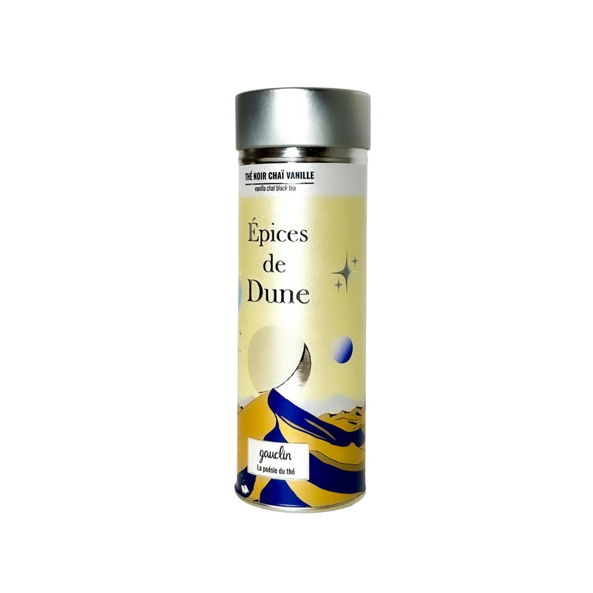 Boîte métallique 100g Épices de Dune de la maison Gauclin. Thé noir Chaï, vanille.