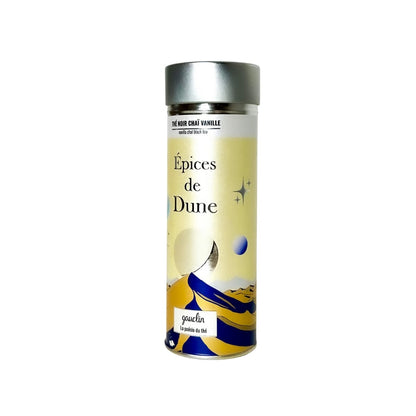 Boîte métallique 100g Épices de Dune de la maison Gauclin. Thé noir Chaï, vanille.