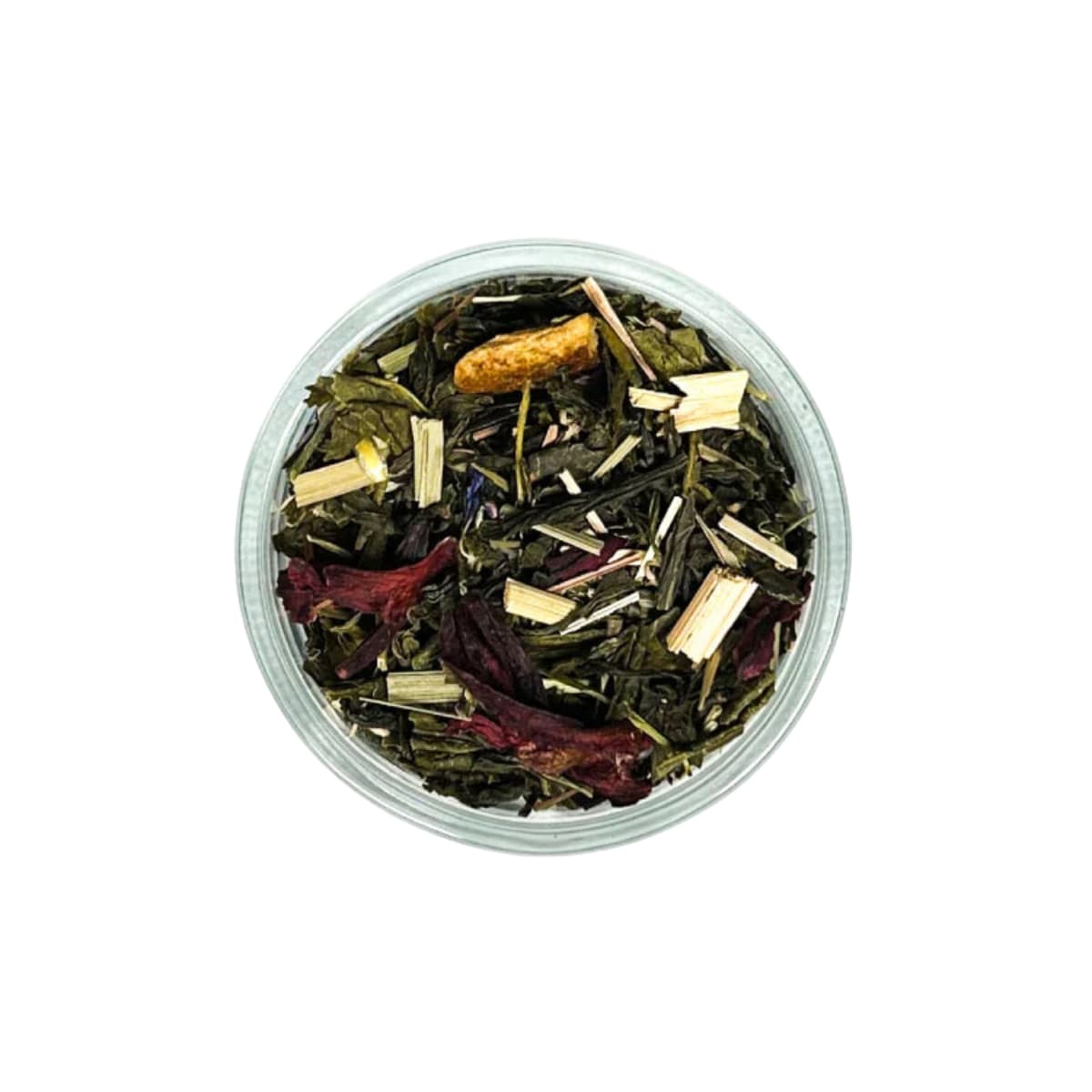 Vrac Fleur du Mal de la maison Gauclin. Thé vert, grenade, fleurs, agrumes.