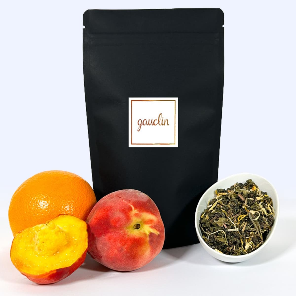 Sachet vrac 100g, Jardin Secret de la Maison Gauclin. Thé Oolong, orange, pêche.