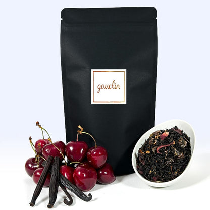 Sachet vrac 100g, Le Rouge et le Noir de la Maison Gauclin. Thé noir, cerise, vanille.