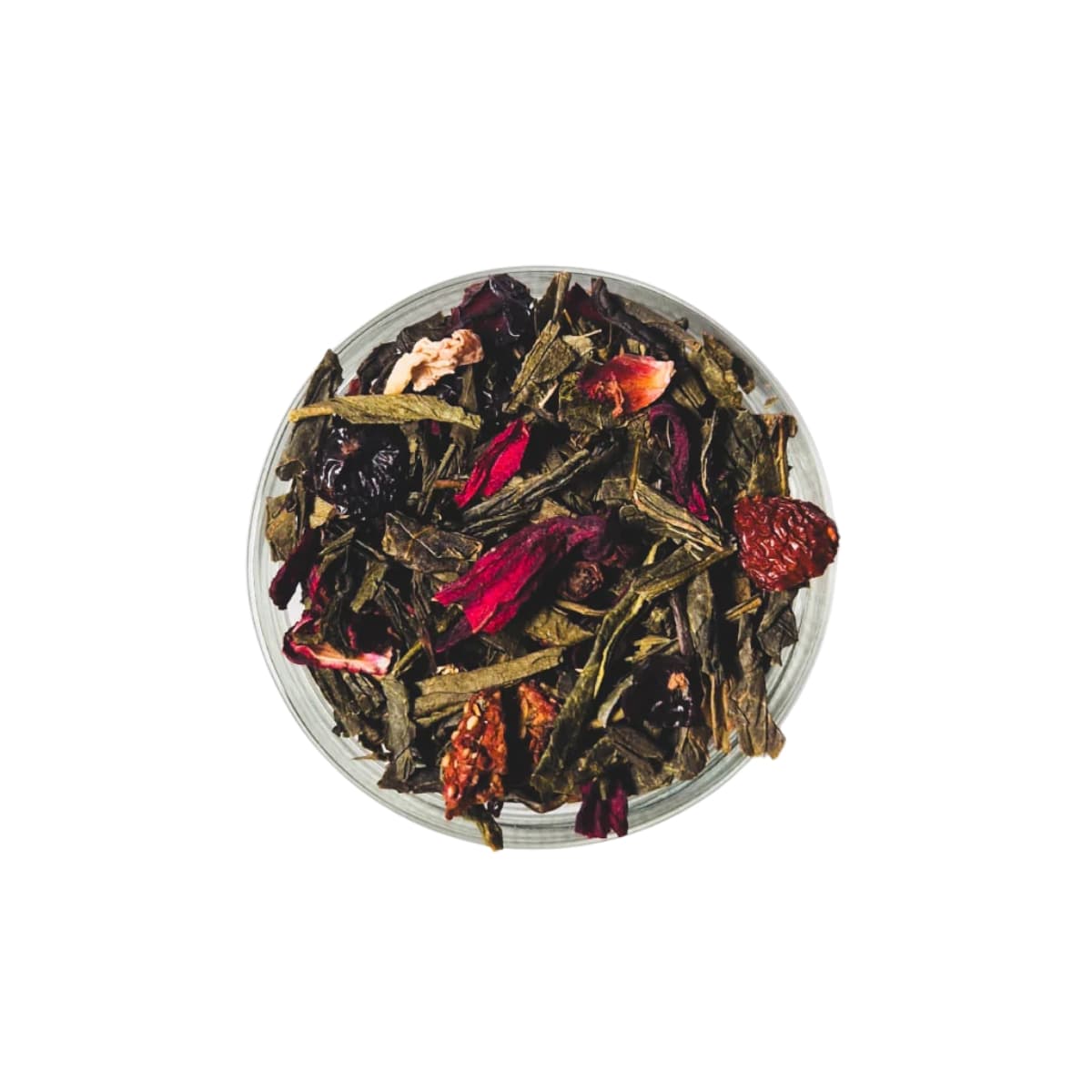 Vrac Orgueil et Voluptéde la maison Gauclin. Thé vert, fraise, framboise, rose.