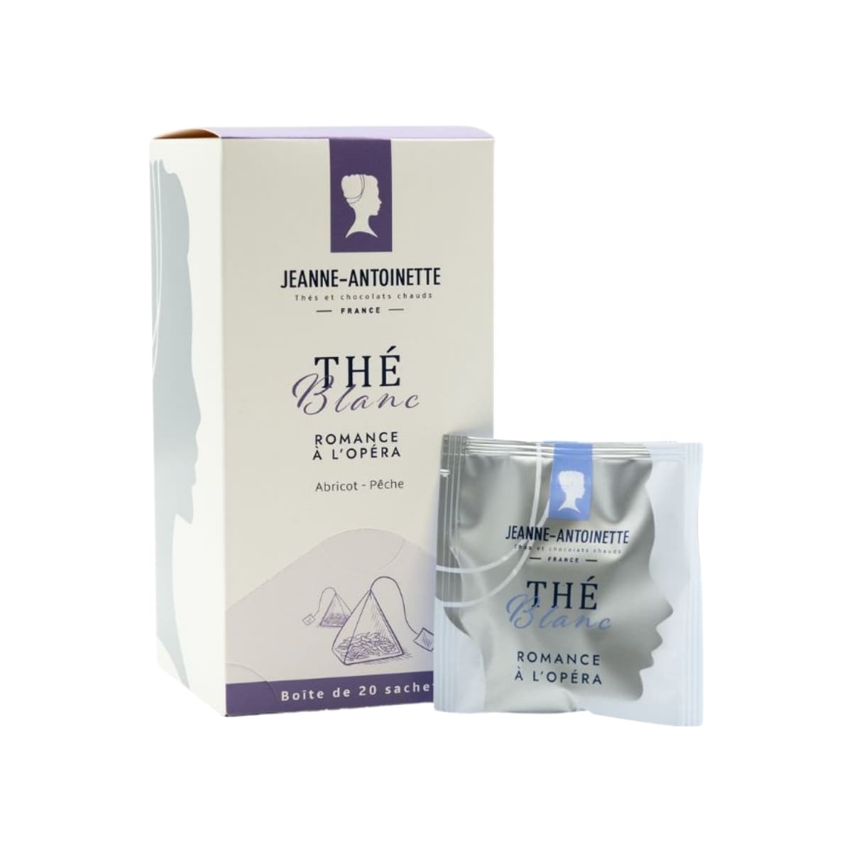 Romance à l’Opéra de Jeanne-Antoinette, boîte de 20 infusettes.