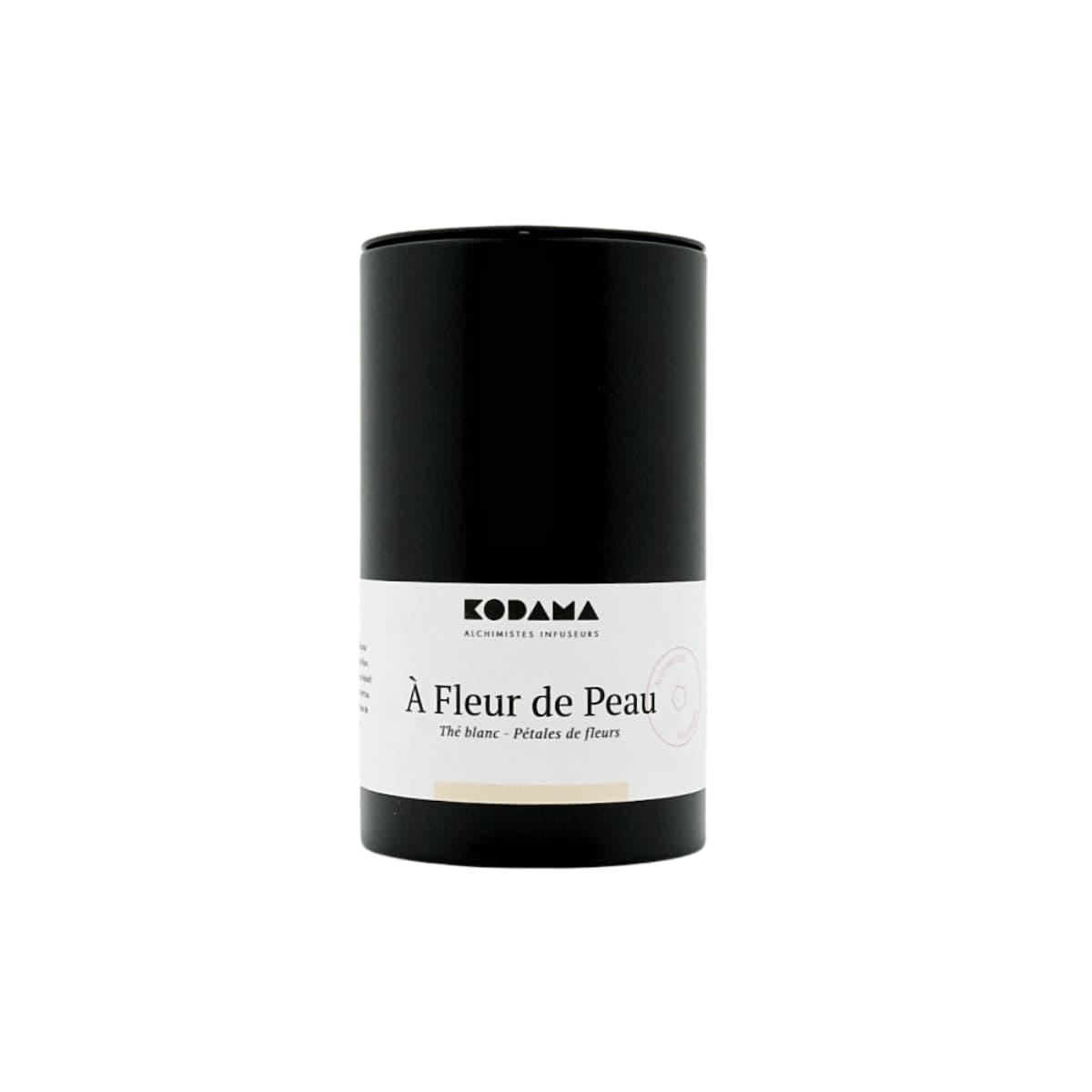 Boîte vrac 75g À Fleur de Peau de la maison Kodama, un thé blanc aux pétales de fleurs.