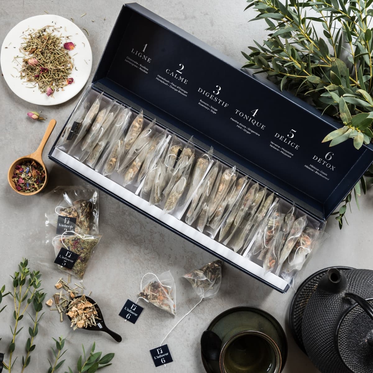 Coffret Collection 36 sachets Infusions L'Infuseur boite ouverte