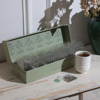 Coffret Collection 36 sachets Thé Vert et Blanc L'infuseur boite ouverte