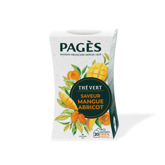 Boîte de 20 infusettes Thé vert Saveur Mangue Abricot de Pagès