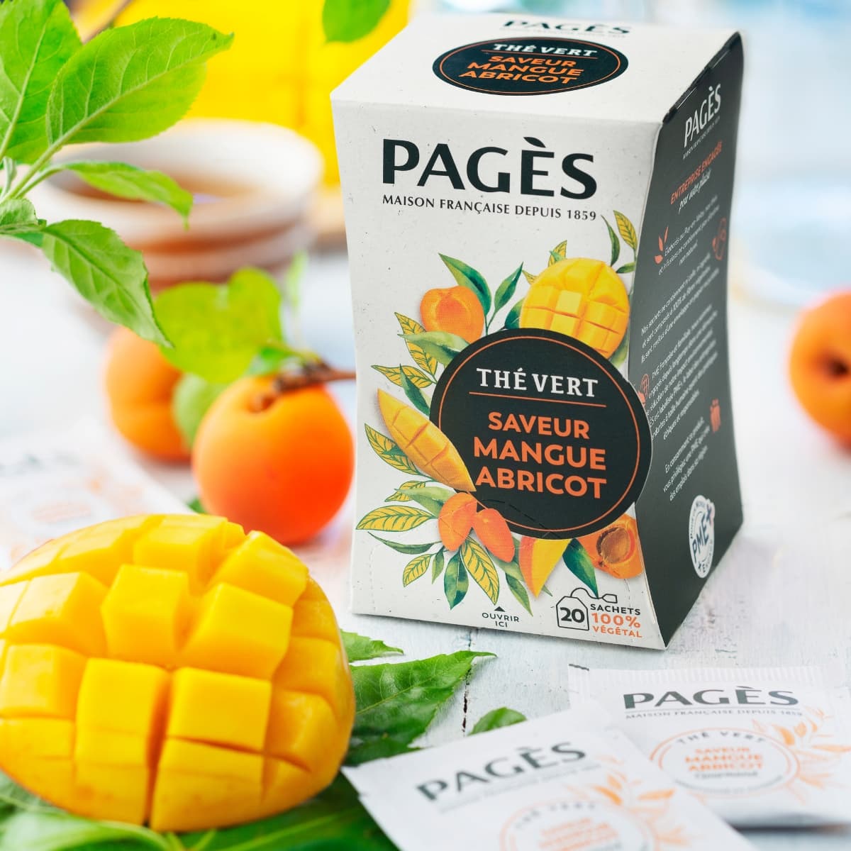 Boîte de 20 infusettes Thé vert Saveur Mangue Abricot de Pagès