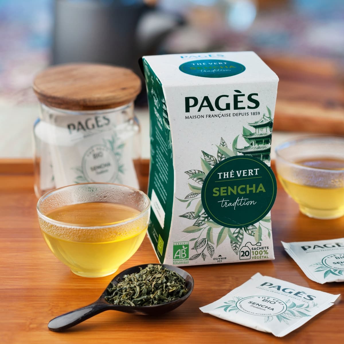 Boîte de 20 infusettes Thé vert Sencha Bio de Pagès