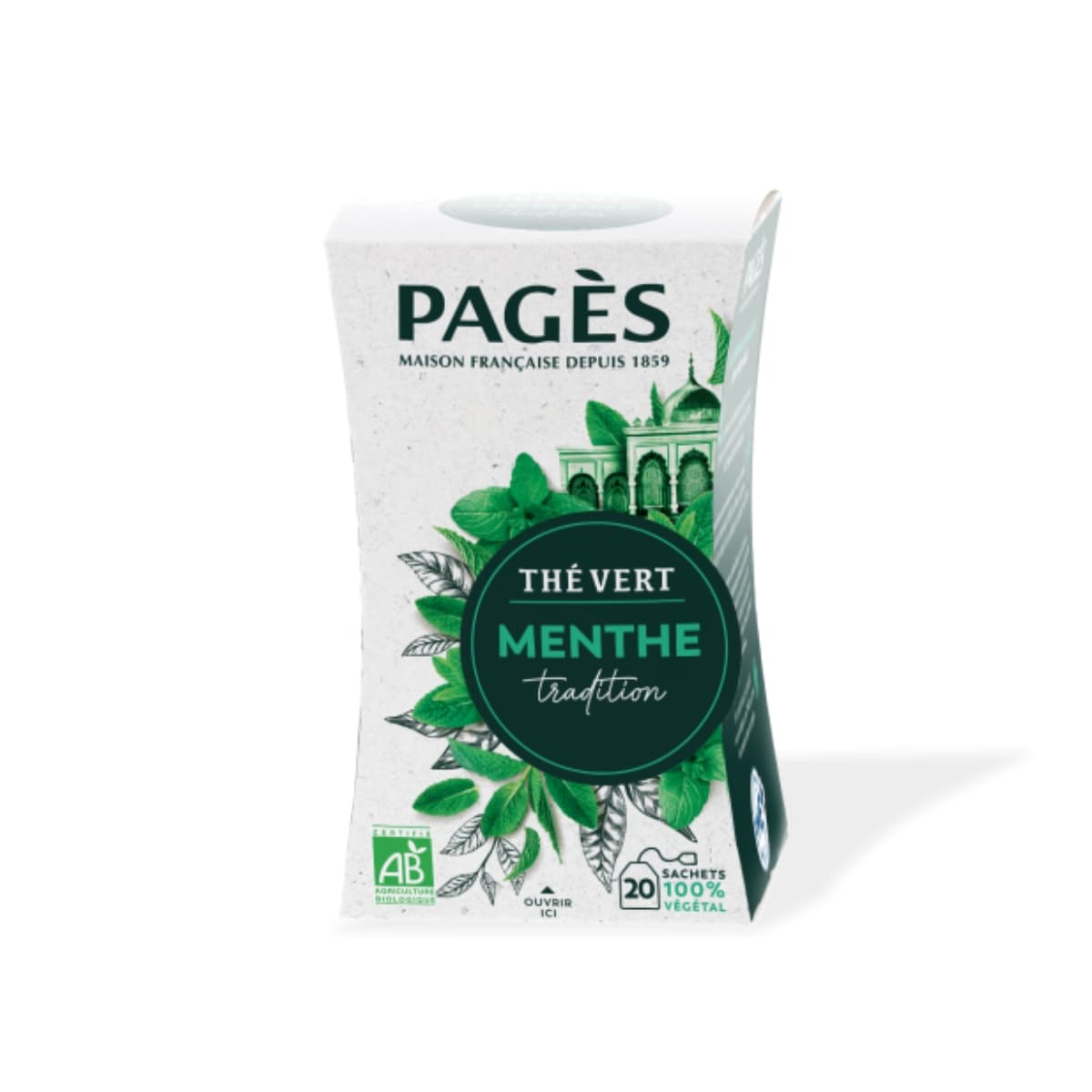 Boîte de 20 infusettes Thé vert Menthe Bio de Pagès