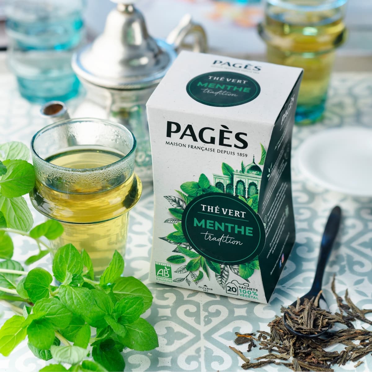 Boîte de 20 infusettes Thé vert Menthe Bio de Pagès