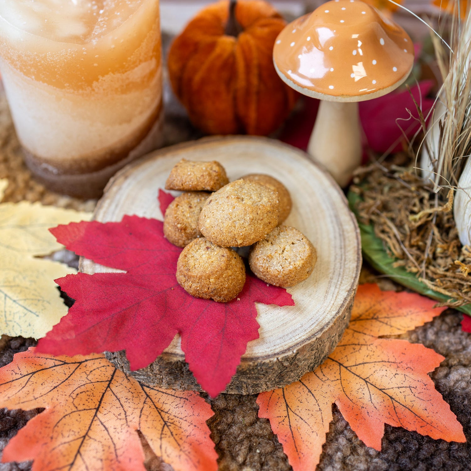Biscuits à la châtaigne, décors automne