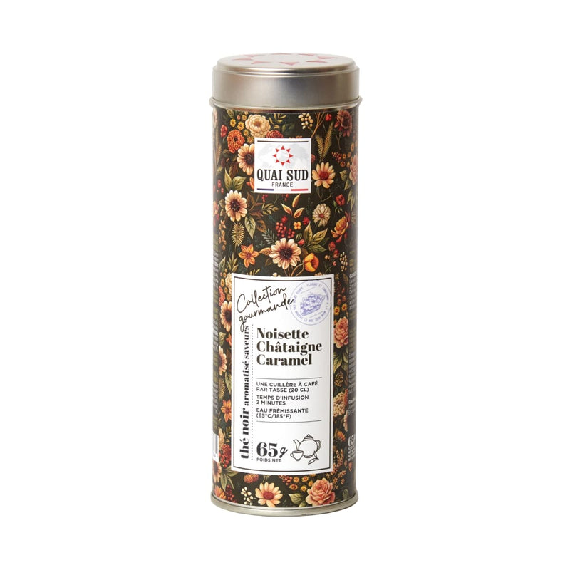 Thé noir Noisette Châtaigne Caramel de Quai Sud boîte 65g.