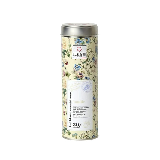Boîte 30g Thé blanc Vanille de Quai Sud.