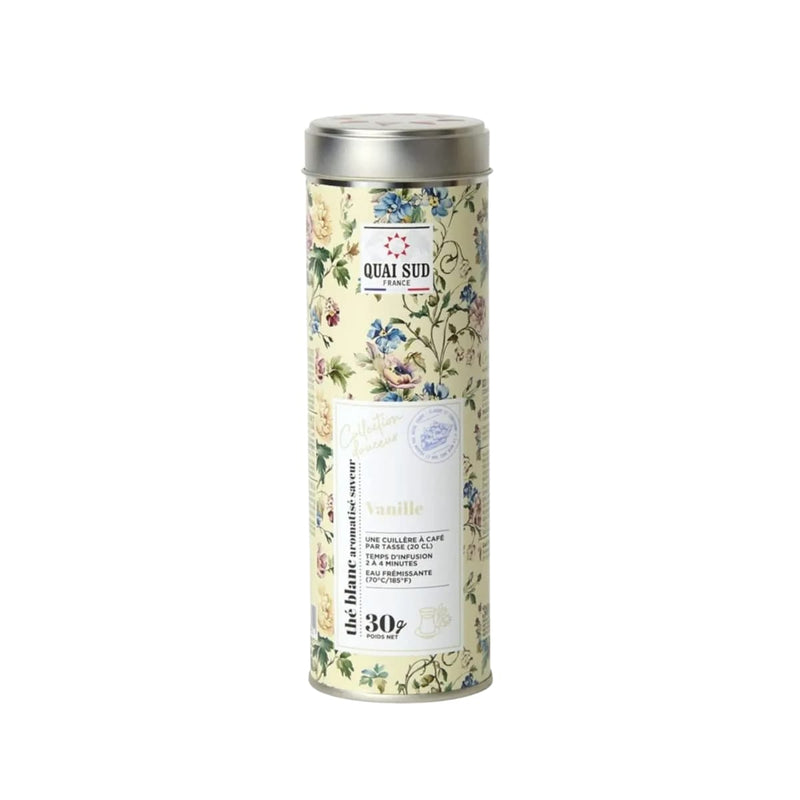 Boîte 30g Thé blanc Vanille de Quai Sud.
