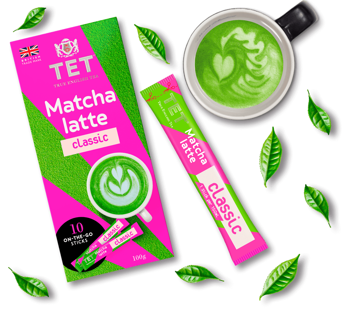 Matcha Latte Classic, latté au matcha de TET, boîte de 10 sticks